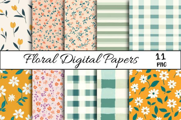 Floral Digital Papers Afbeelding AI Patronen Door LibbyWishes