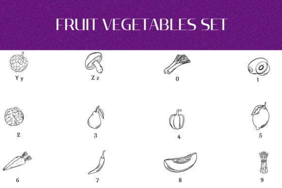 Fruit Vegetables Set Font PNG with transparent background - Preview 3