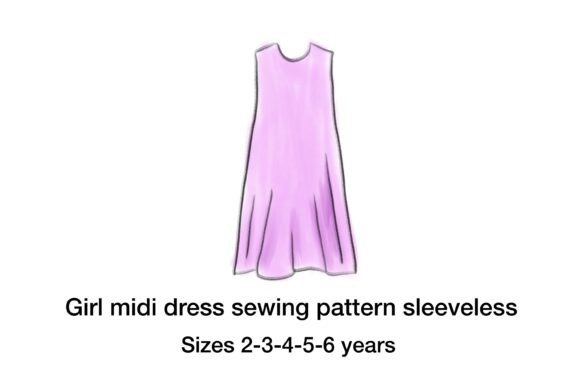 Girls Midi Dress Sleeveless Pattern