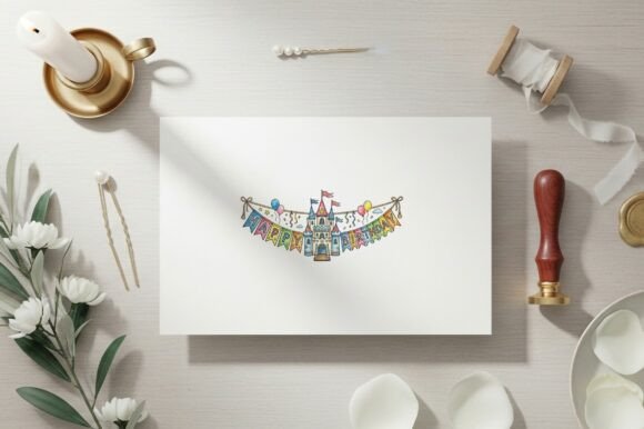 Happy Birthday Banner with Castle Design