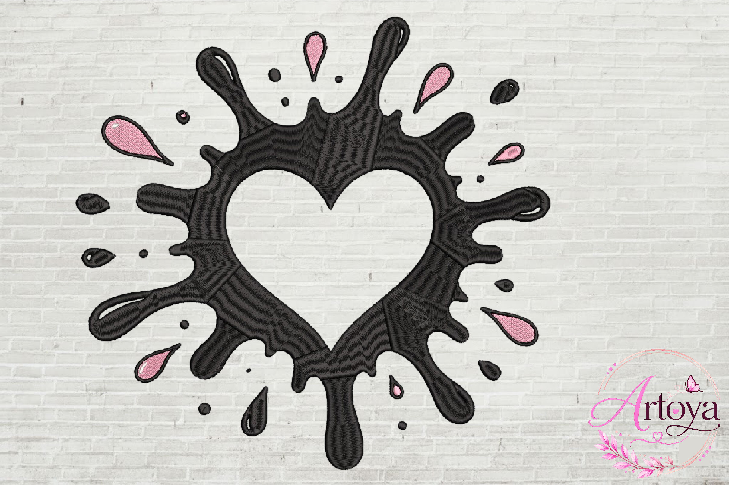 Heart Splash Embroidery Design