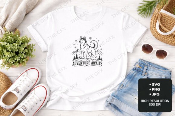 Husky adventure awaits design SVG PNG for Cricut outdoors shirt HTV and tumbler sublimation