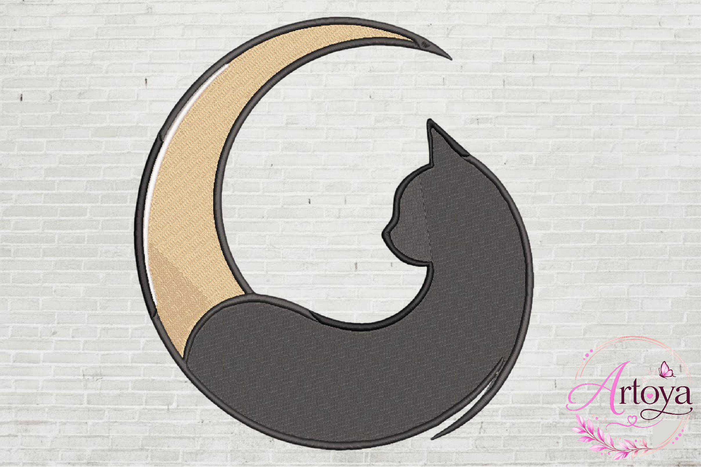 Moon Cat Embroidery Design
