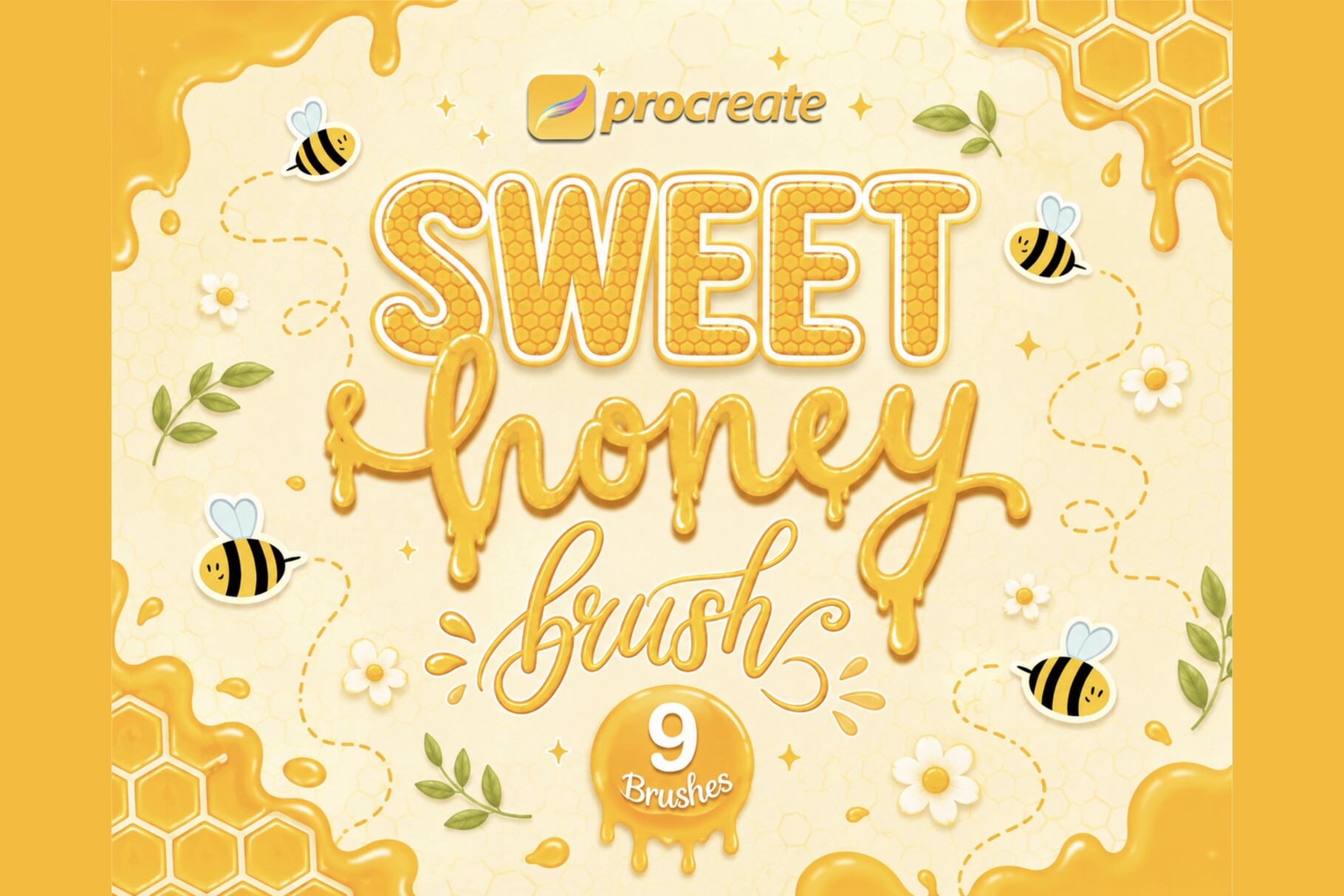 Procreate Honey Lettering Brushes Graphic by PdknyStudio · Creative Fabrica