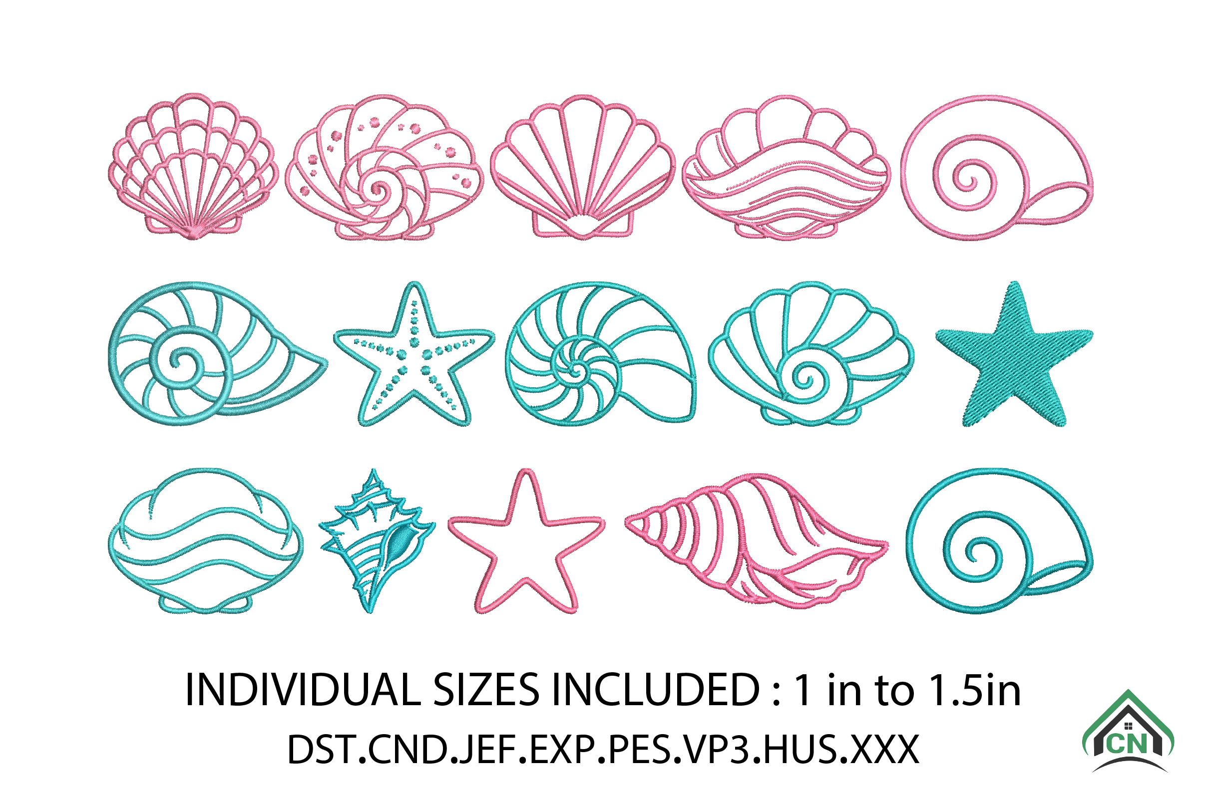 Seashell Embroidery Design Bundle
