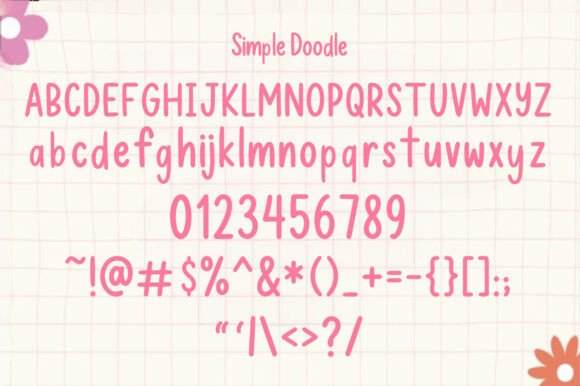 Simple Doodle Font PNG with transparent background - Preview 1