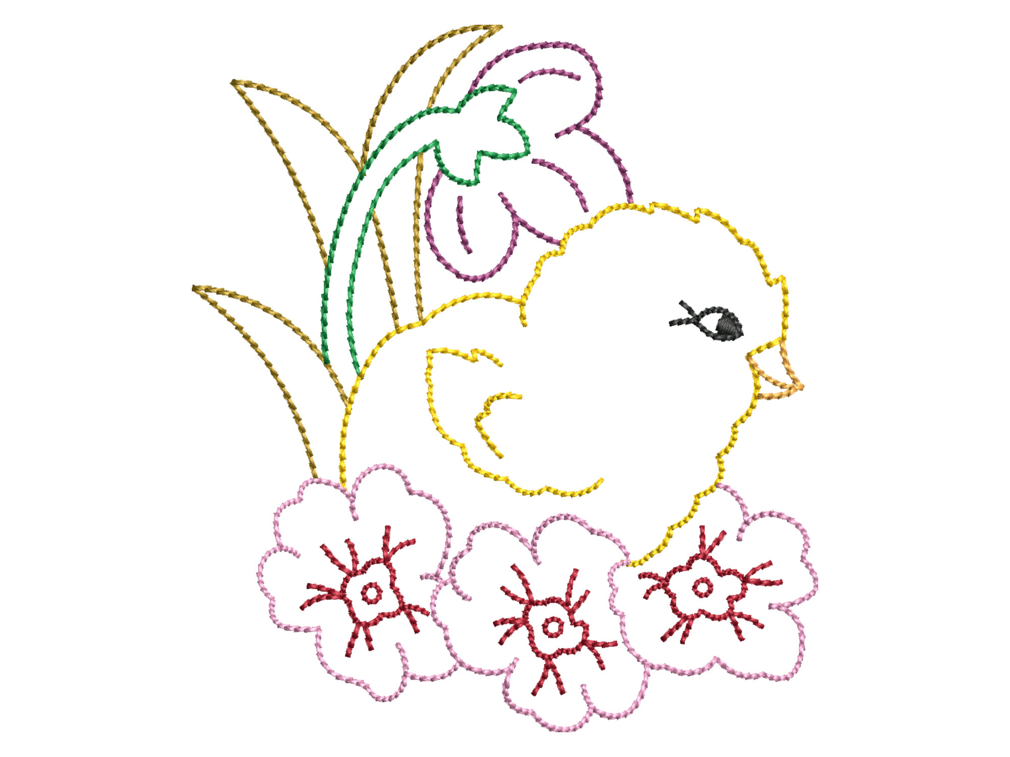 Spring Chick Outline Design