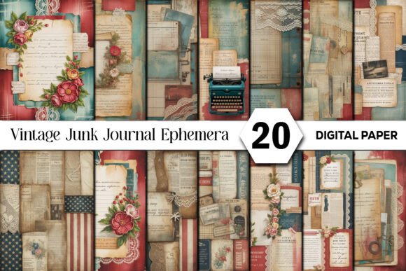 Vintage Junk Journal Ephemera Background Graphic by Design Studio 45 ...