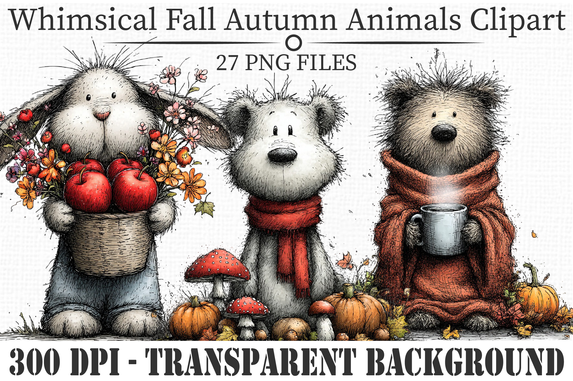 Whimsical Fall Autumn Animals Clipart Graphic by LibbyWishes · Creative ...