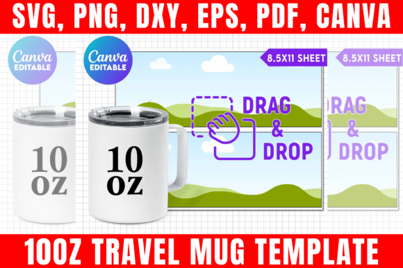 10oz Travel Mug Canva Template Graphics