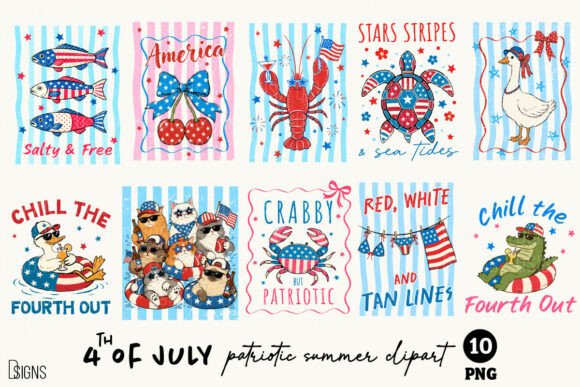 4th of July Patrotic Summer Bundle Png Gráfico Ilustraciones Imprimibles Por DSIGNS