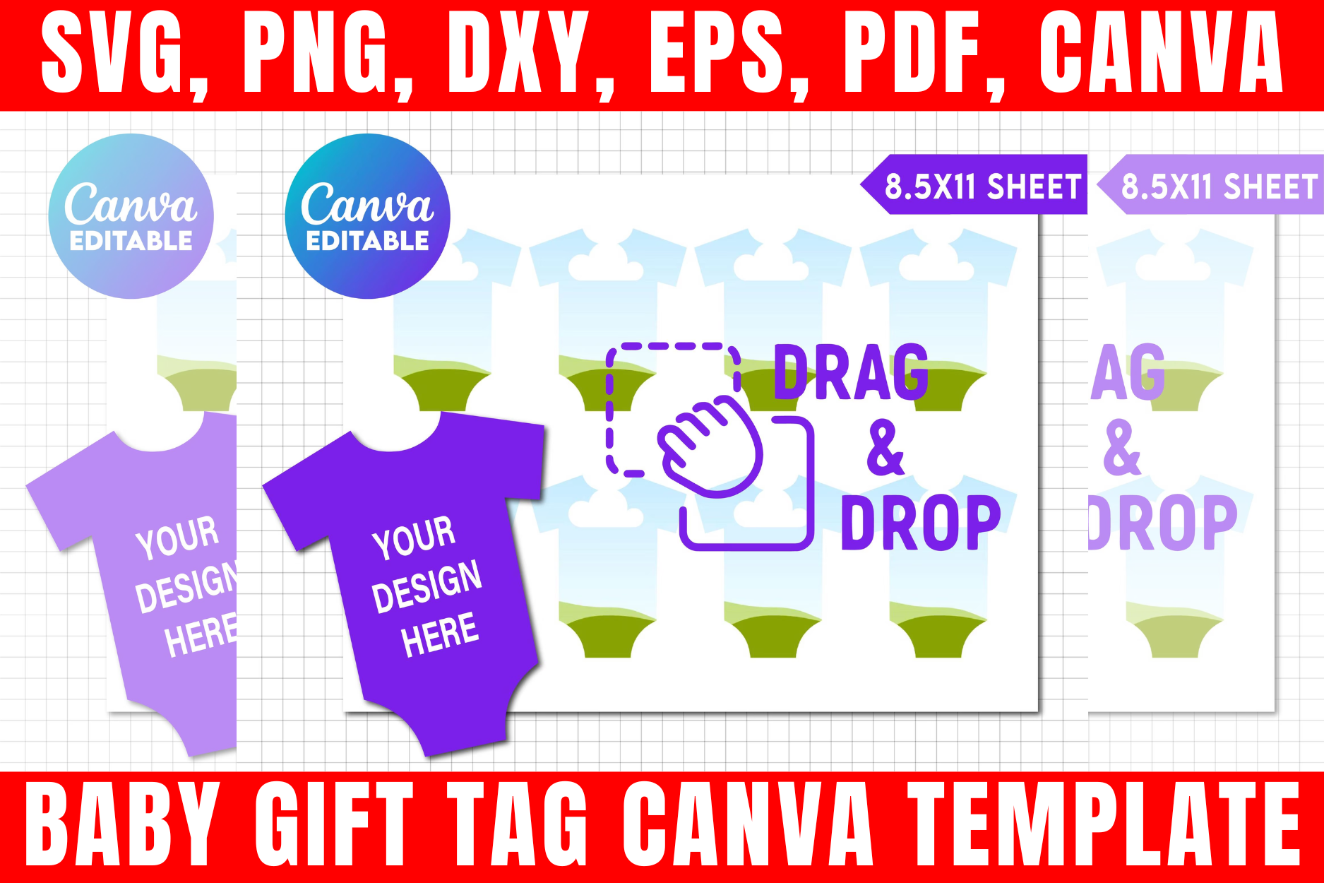 Baby Bodysuit Gift Tag Canva Template