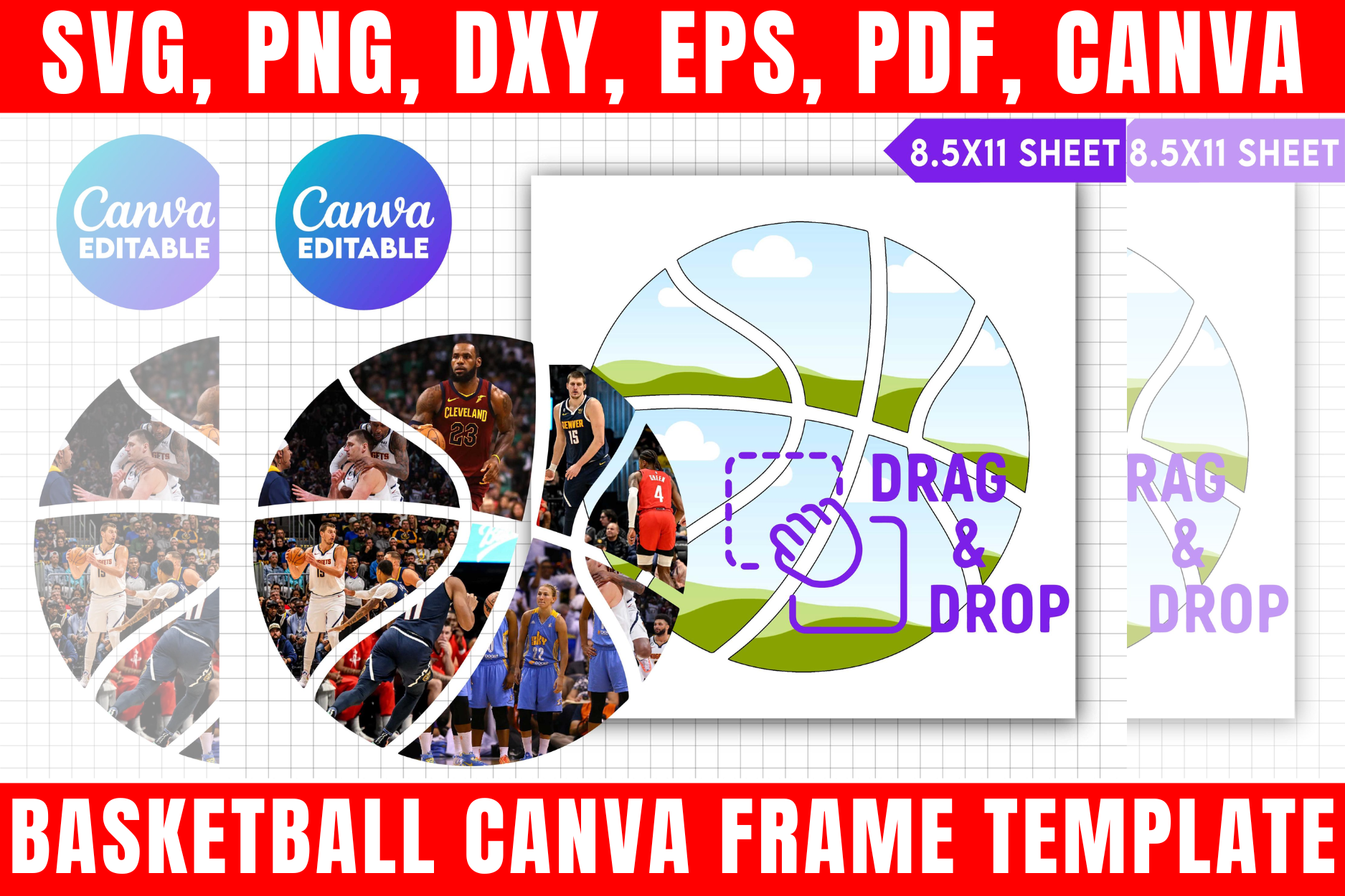 Basketball Framelayout Basketball Canva Frame Editable Template Graphic by freshzone228 ...