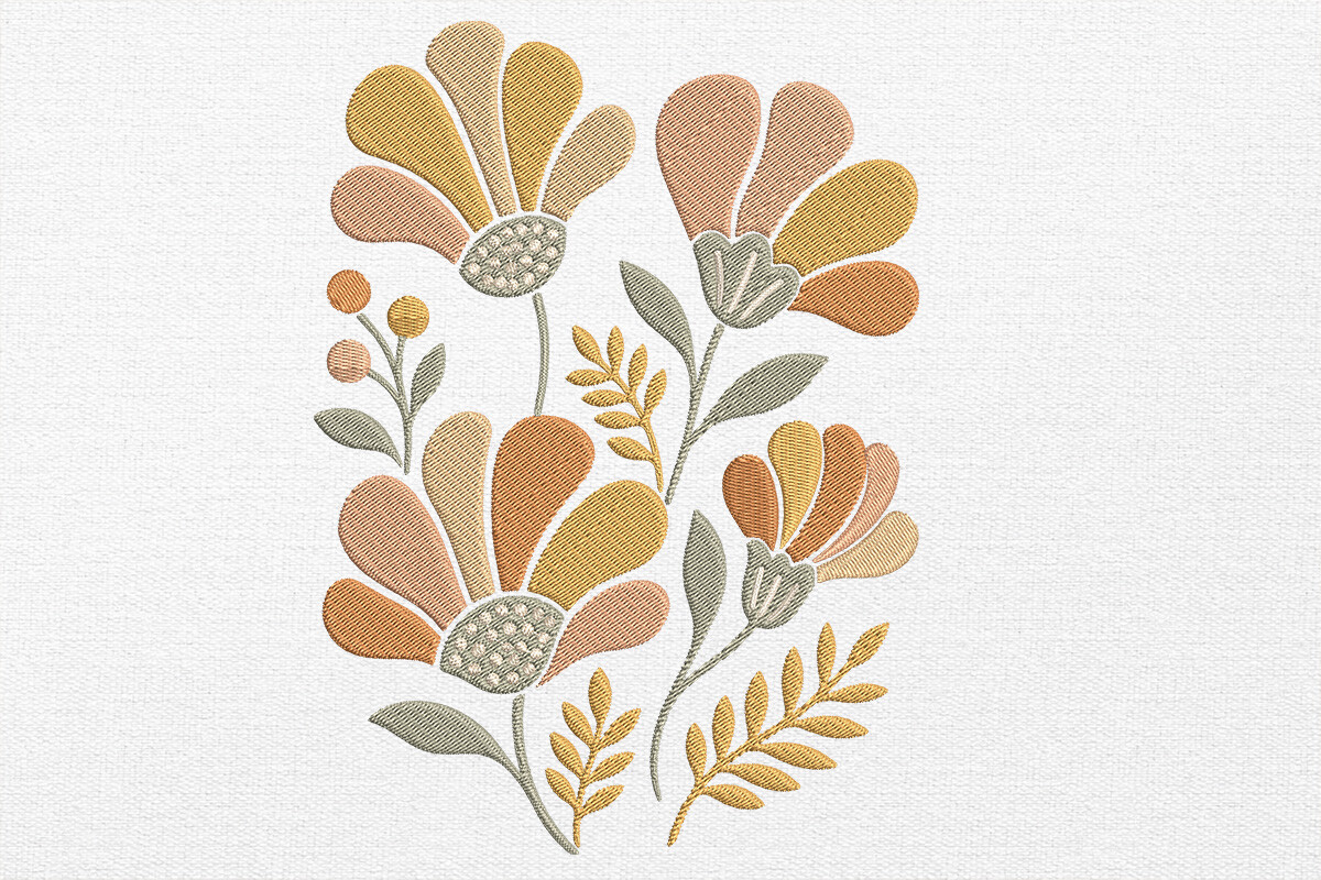 Boho Flower Embroidery Design