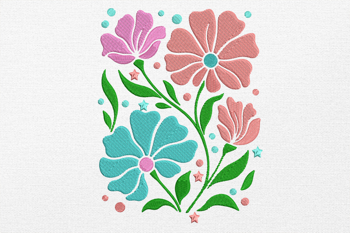 Boho Flower Embroidery Design