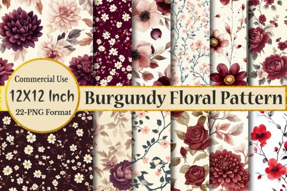 Burgundy Floral Seamless Pattern Afbeelding Papieren Patronen Door Rose Art