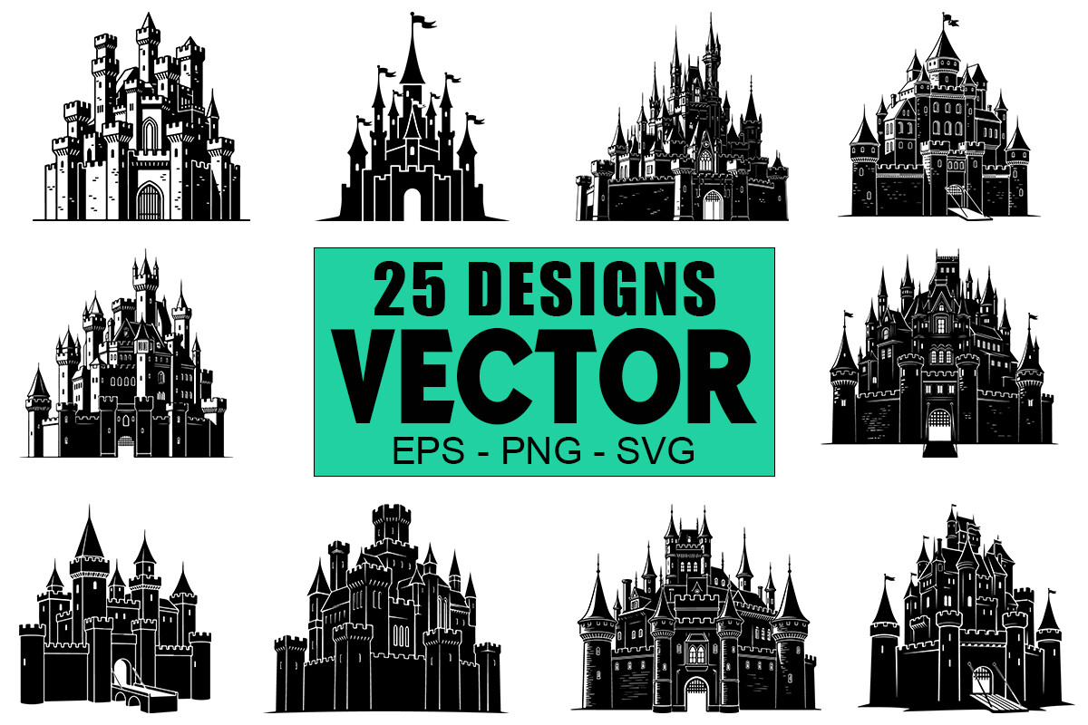 Castle Silhouette Vector Bundle Graphic by crative8112 · Creative Fabrica