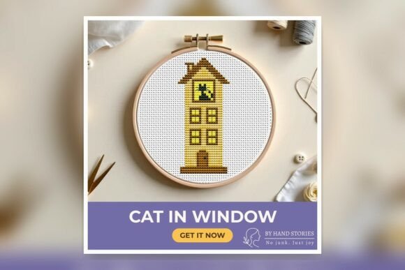 Cat in Window Cross Stitch Pattern PDF