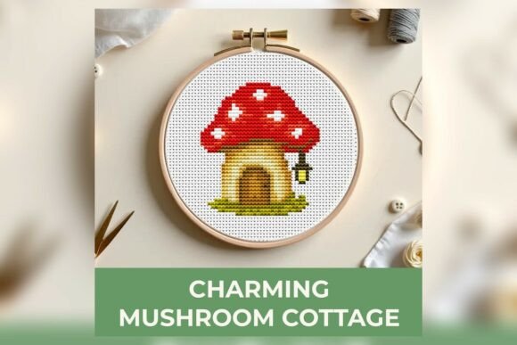 Charming Mushroom Cottage Cross Stitch P