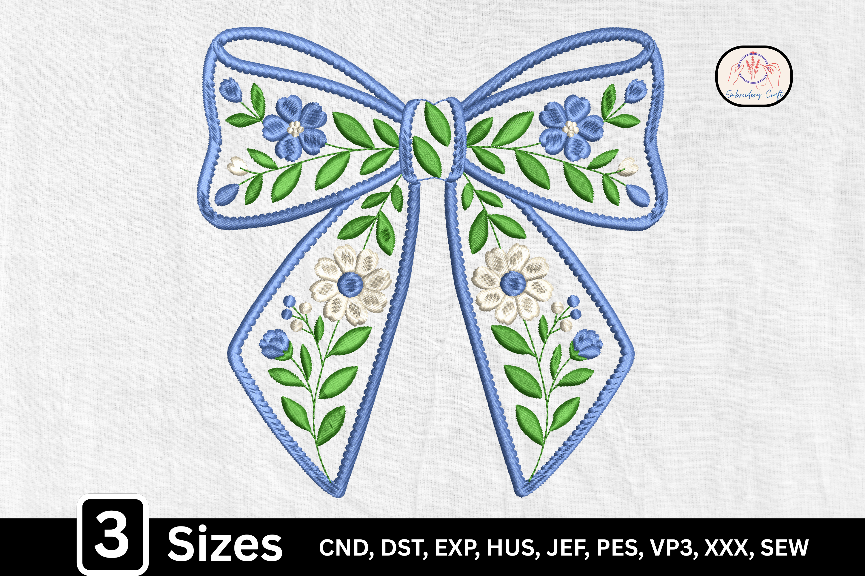 Coquette Ribbon Floral Blue Bow