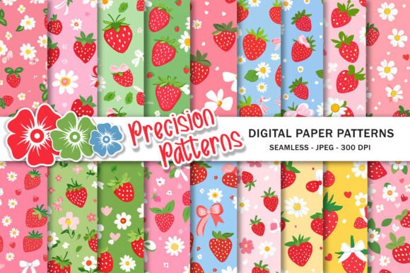 Coquette Strawberry Daisy Seamless Patte Graphic Patterns By Precision Patterns