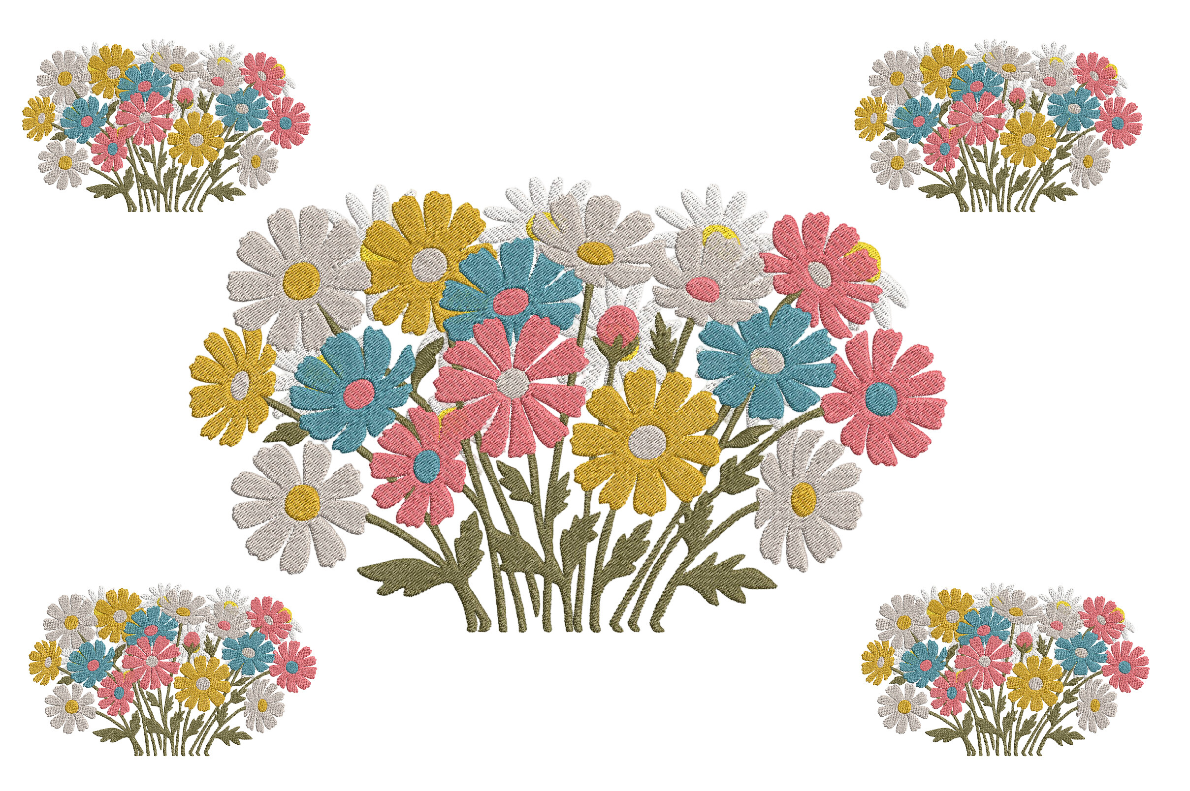 Cosmos Flowers Embroidery Design