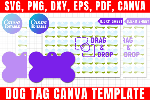 Dog Tag Template, Bone Tag SVG