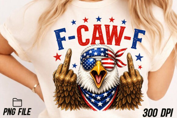 F-Caw-F Funny Patriotic Eagle USA Png Graphic T-shirt Designs By PrintExpert
