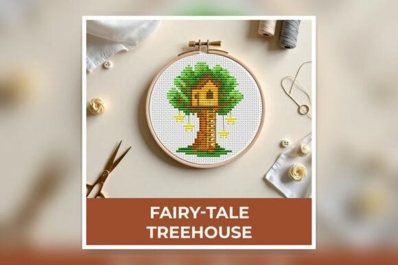 Fairy-Tale Treehouse Cross Stitch Patter