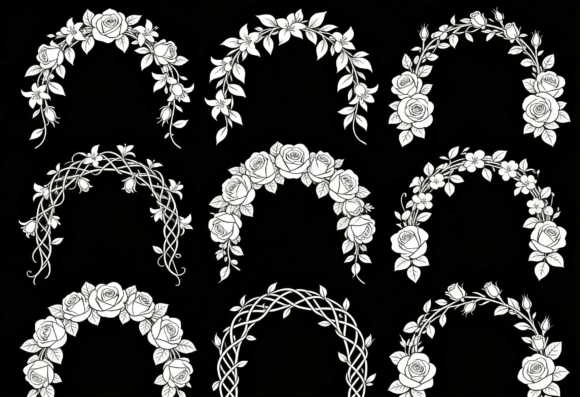 Floral Arch Clipart Vector Roses Vines Afbeelding Crafts Door mhrana730