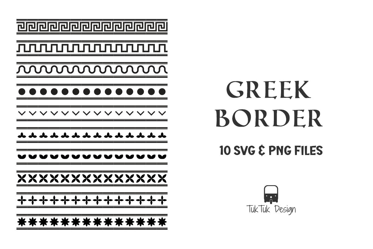 Greek Motif Border SVG PNG Bundle