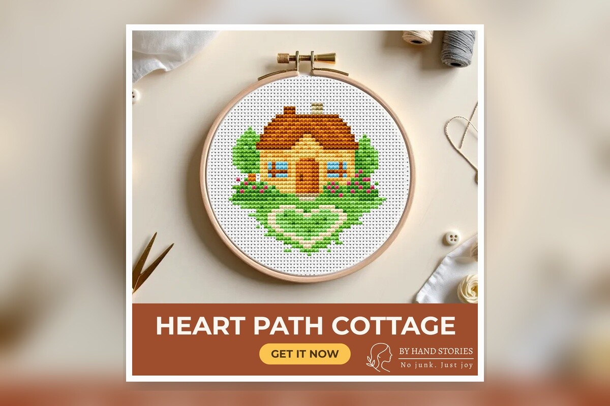 Heart Path Cottage Cross Stitch Pattern