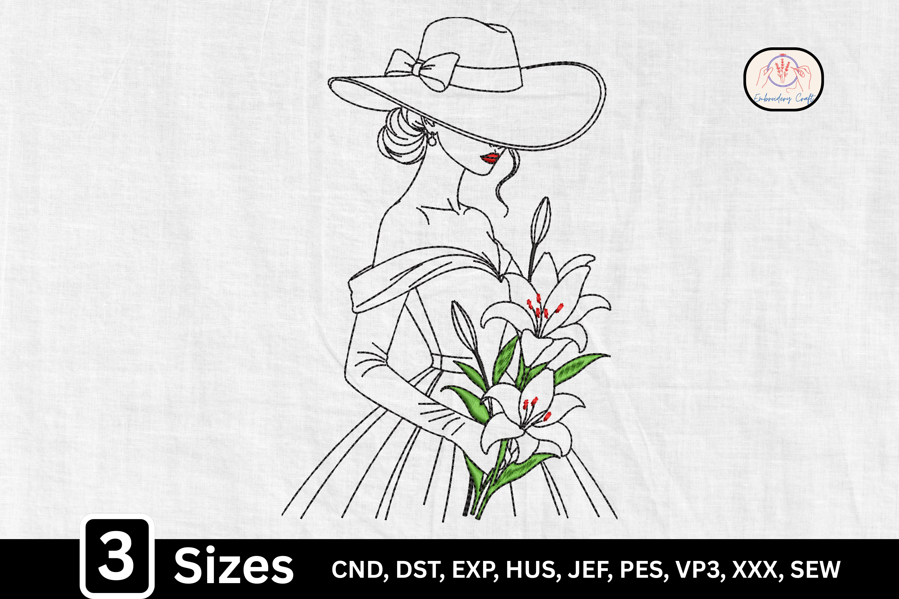 Lady Line Art Fashion Floral Woman