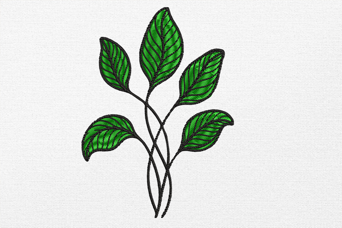 Leaf & Floral Motif Embroidery Design