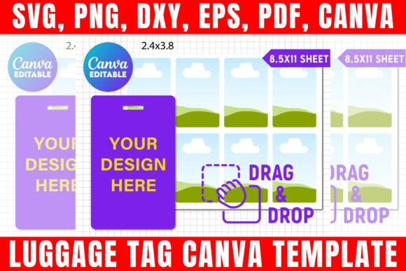 Luggage Tag Template, Luggage Tag SVG