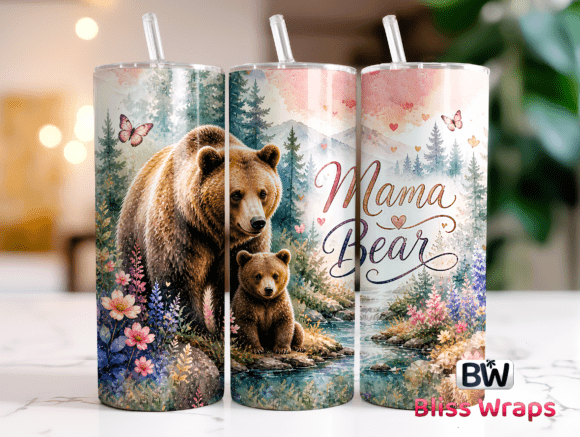 Mama Bear Mountain Tumbler Wrap PNG