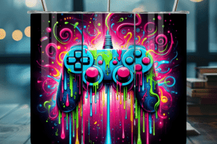 Neon Gamer Controller Drip Tumbler Wrap Graphic by SARA STORE ...