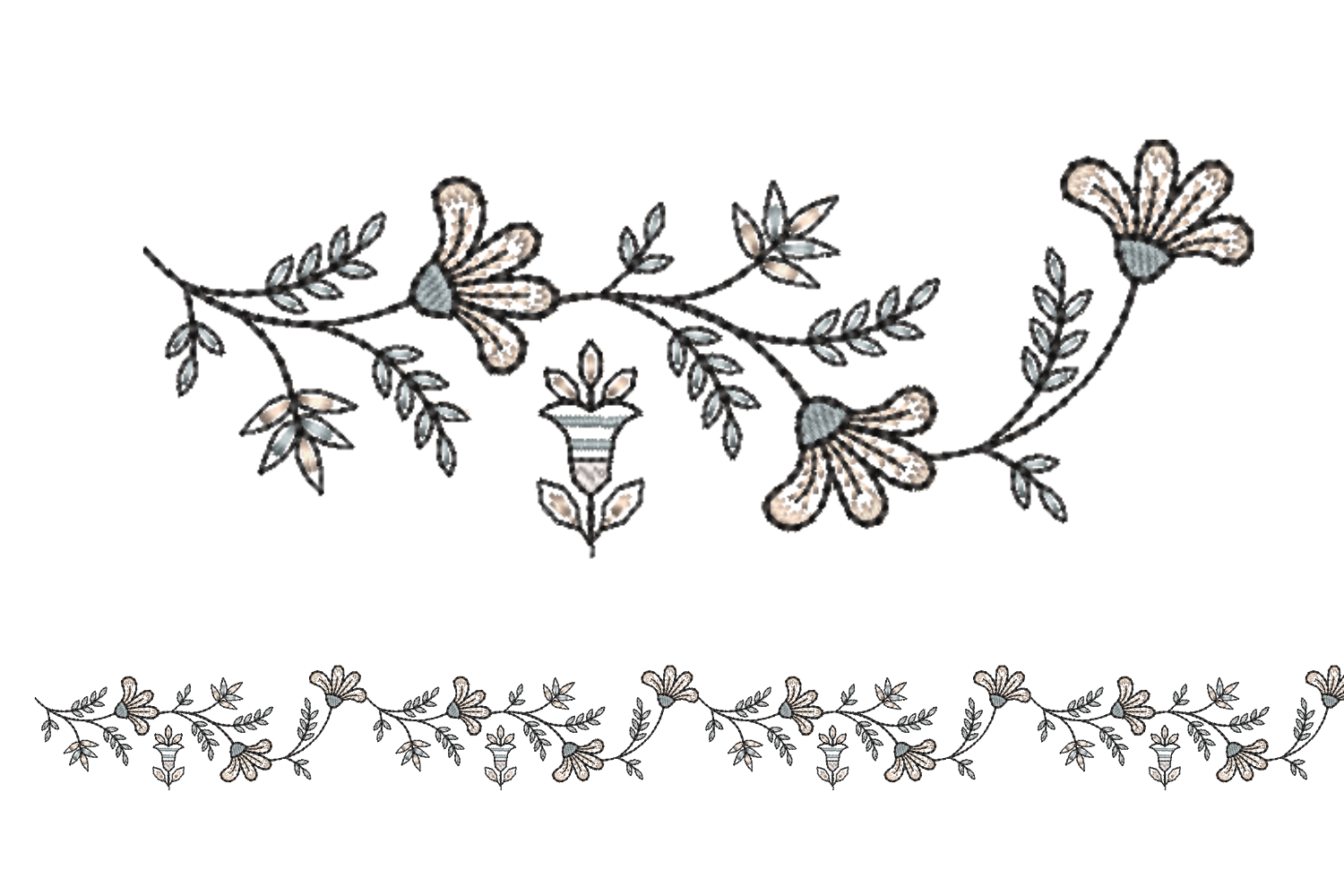 Ornamental Floral Border Embroidery