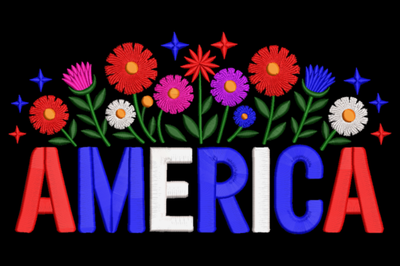 Patriotic Floral America