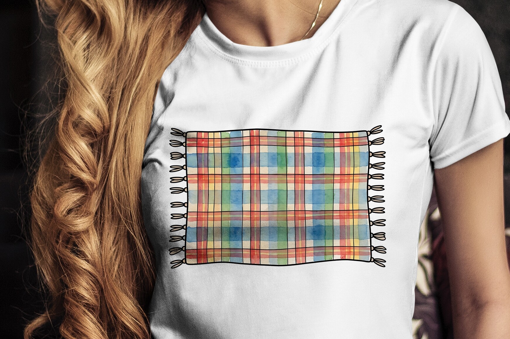 Plaid Blanket Watercolors Clipart