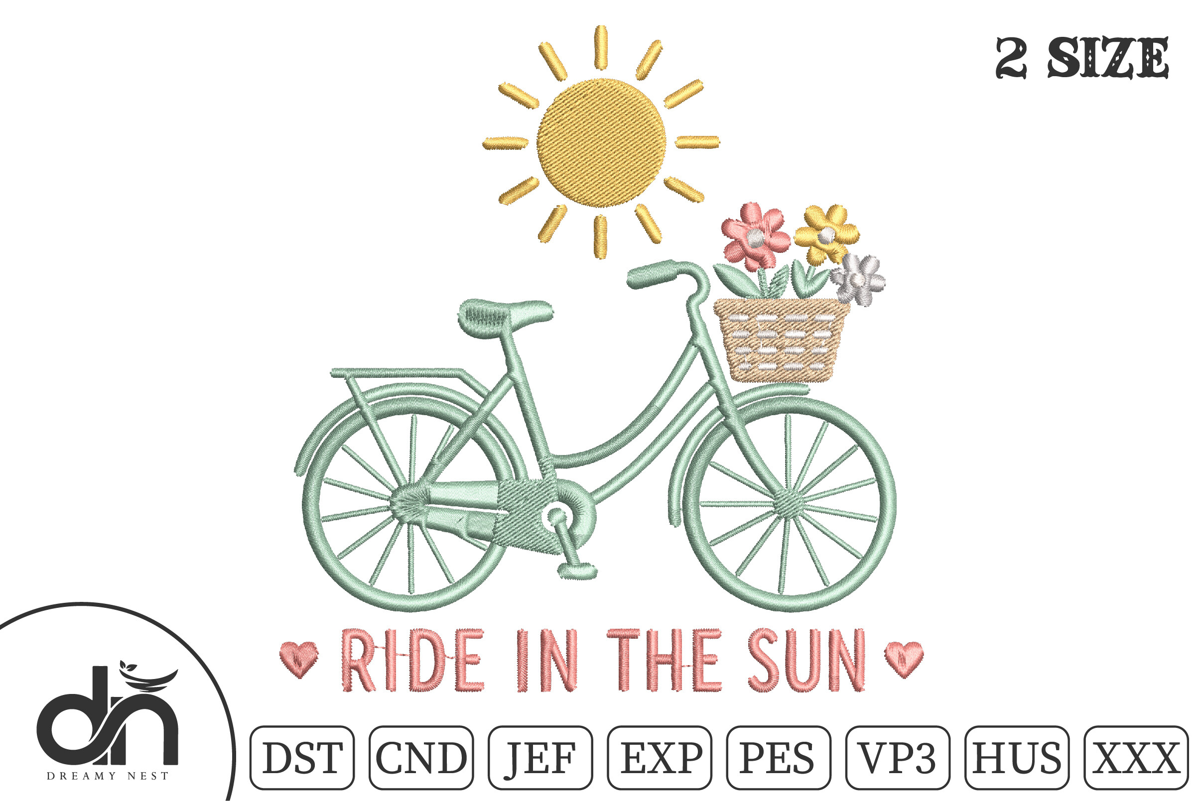 Ride in the Sun Floral Bike Embroidery