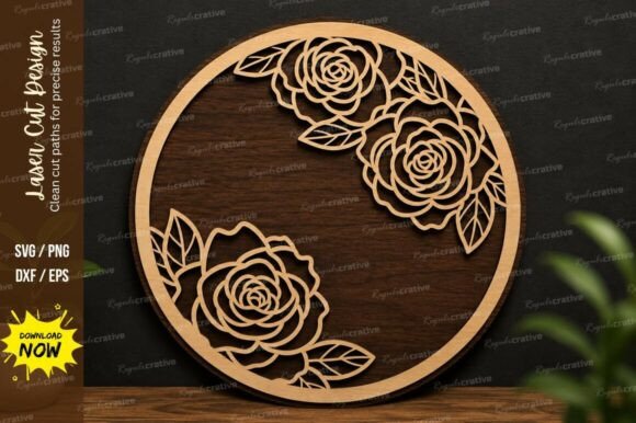 Rose Geometric Frame Laser Cut Svg · Creative Fabrica