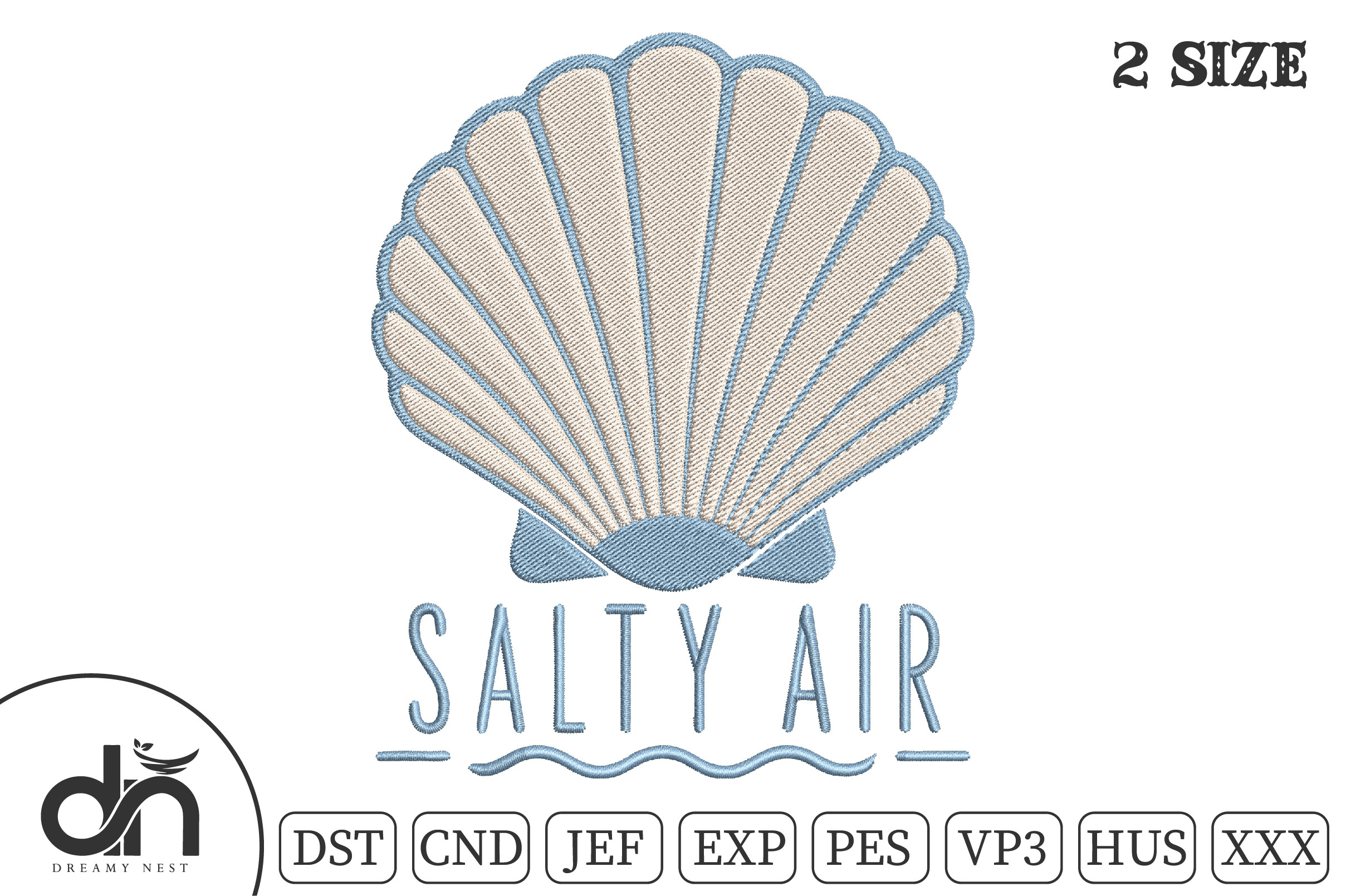 Salty Air Seashell Beach Embroidery Art