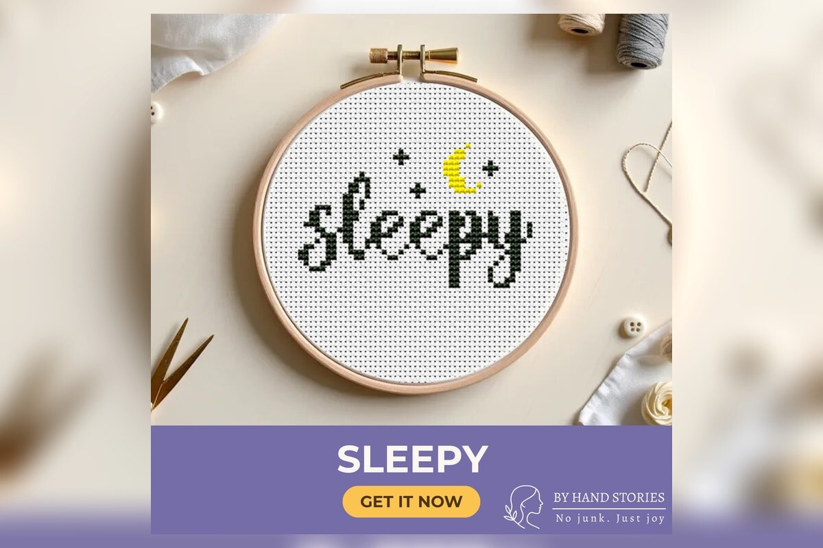 Sleepy Cross Stitch Pattern PDF