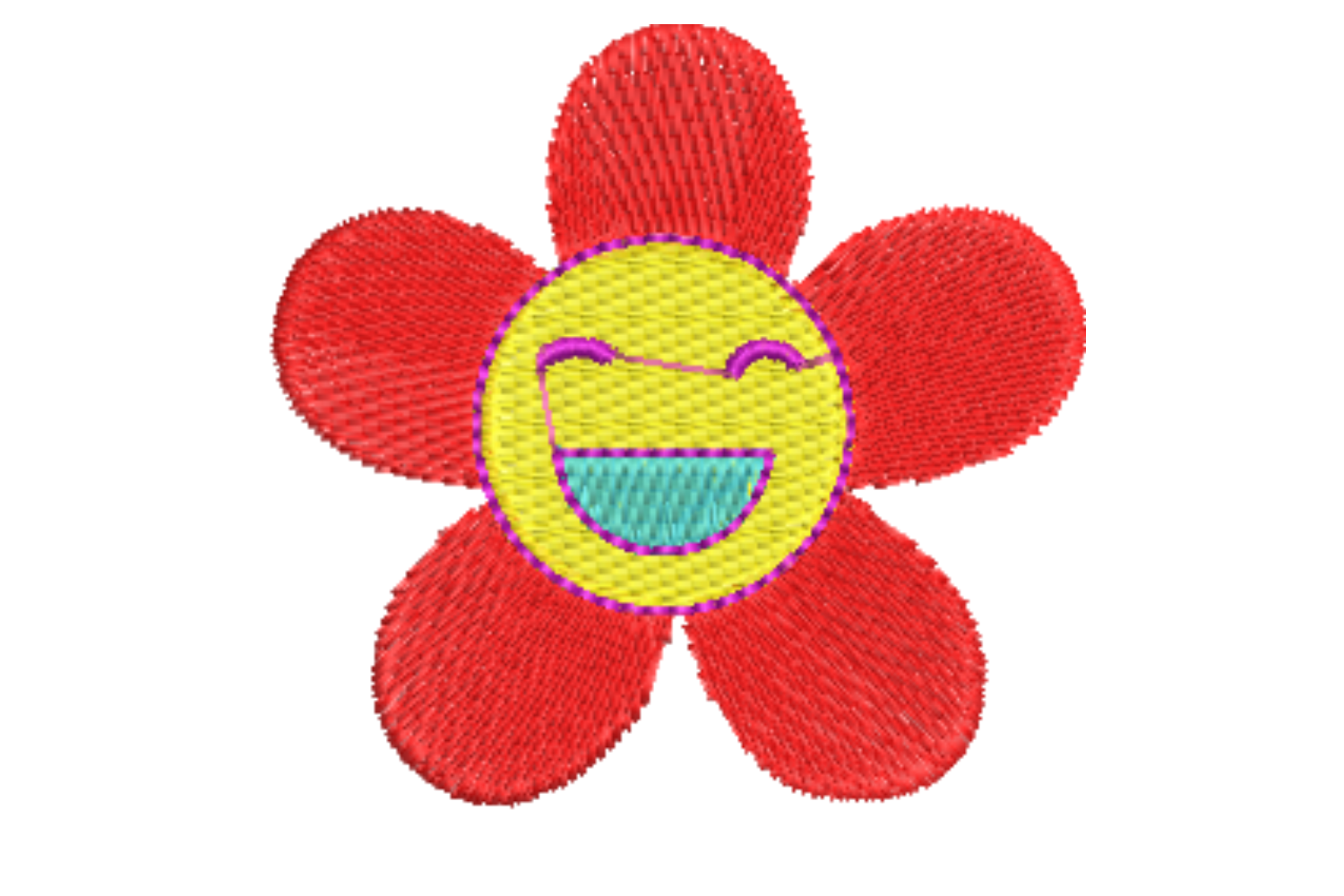 Smiling Flower Embroidery Design