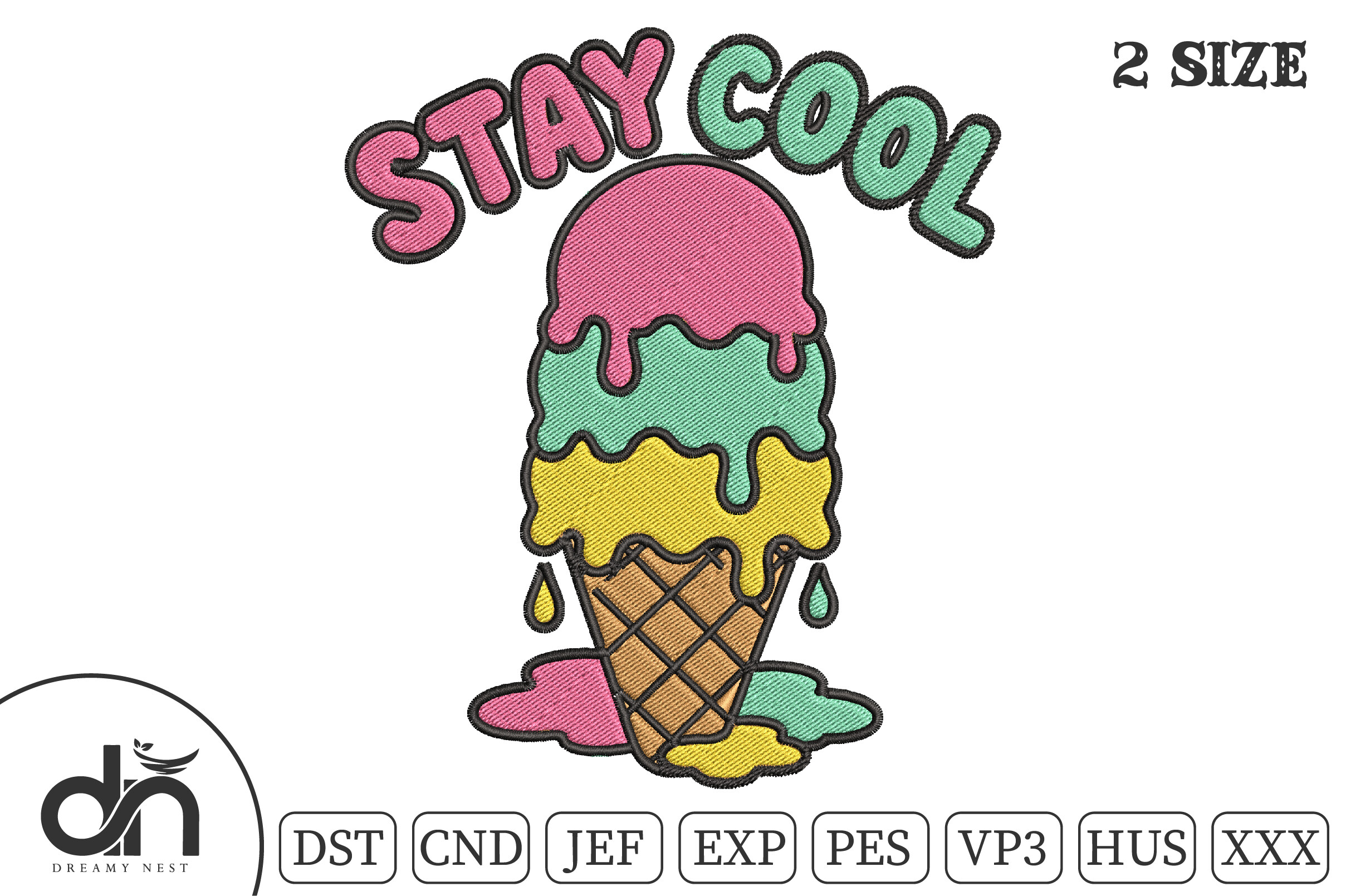 Stay Cool Melting Ice Cream Embroidery