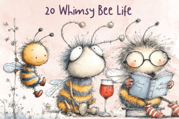 Storybook Whimsy Bee Clipart Set Graphic Illustrations By giraffecreativestudio