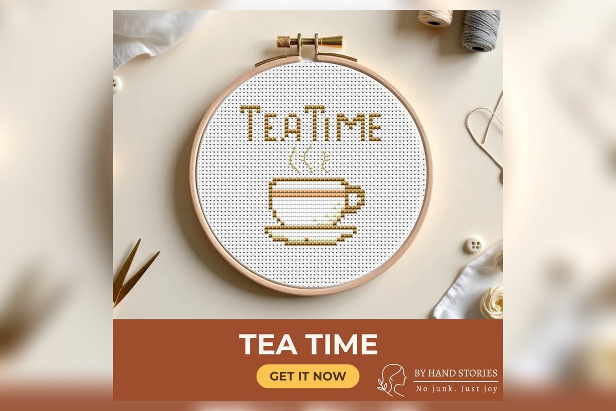 Tea Time Cross Stitch Pattern PDF