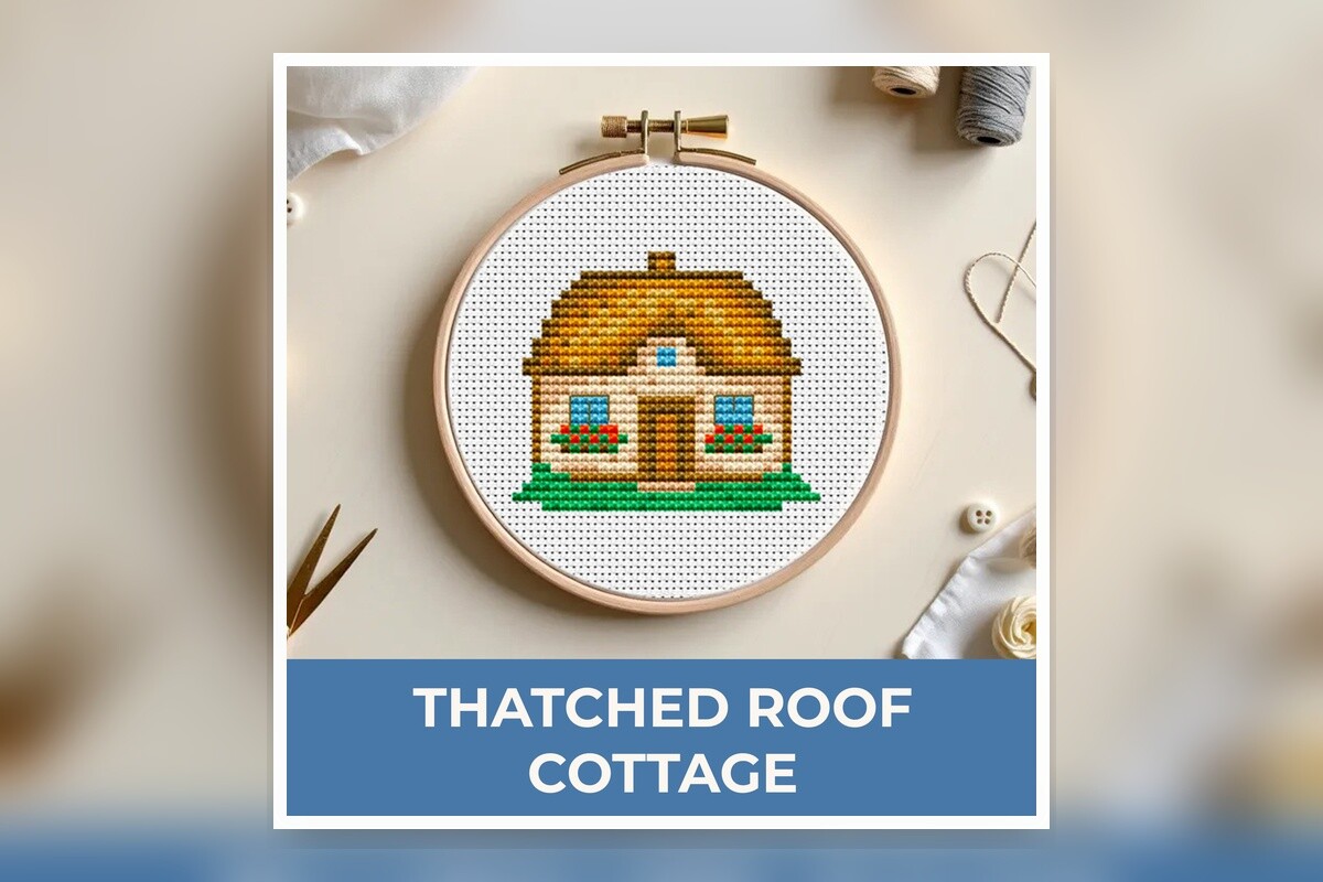 Thatched Roof Cottage Cross Stitch Patte