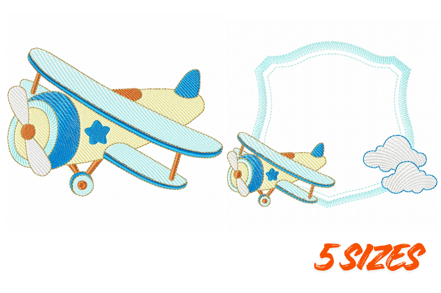 Vintage Plane Embroidery Design Art